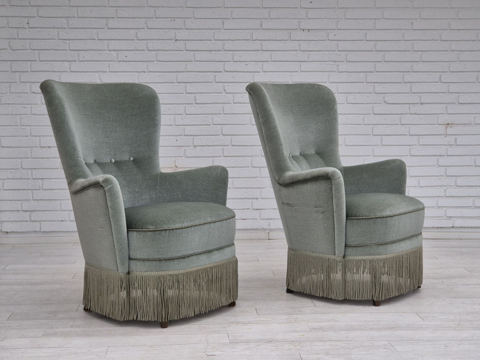 Jaren 1970, Deense Fauteuil, Meubelvlour, Beukenhouten Poten. photo Meubels