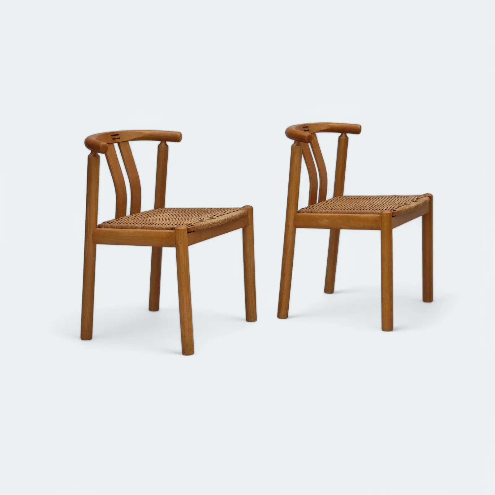 1970s, Danish Design By Hans J. Frydendahl For Boltinge Stolefabrik, Pair Of Chairs Model "Cleopatra", Beech Wood.