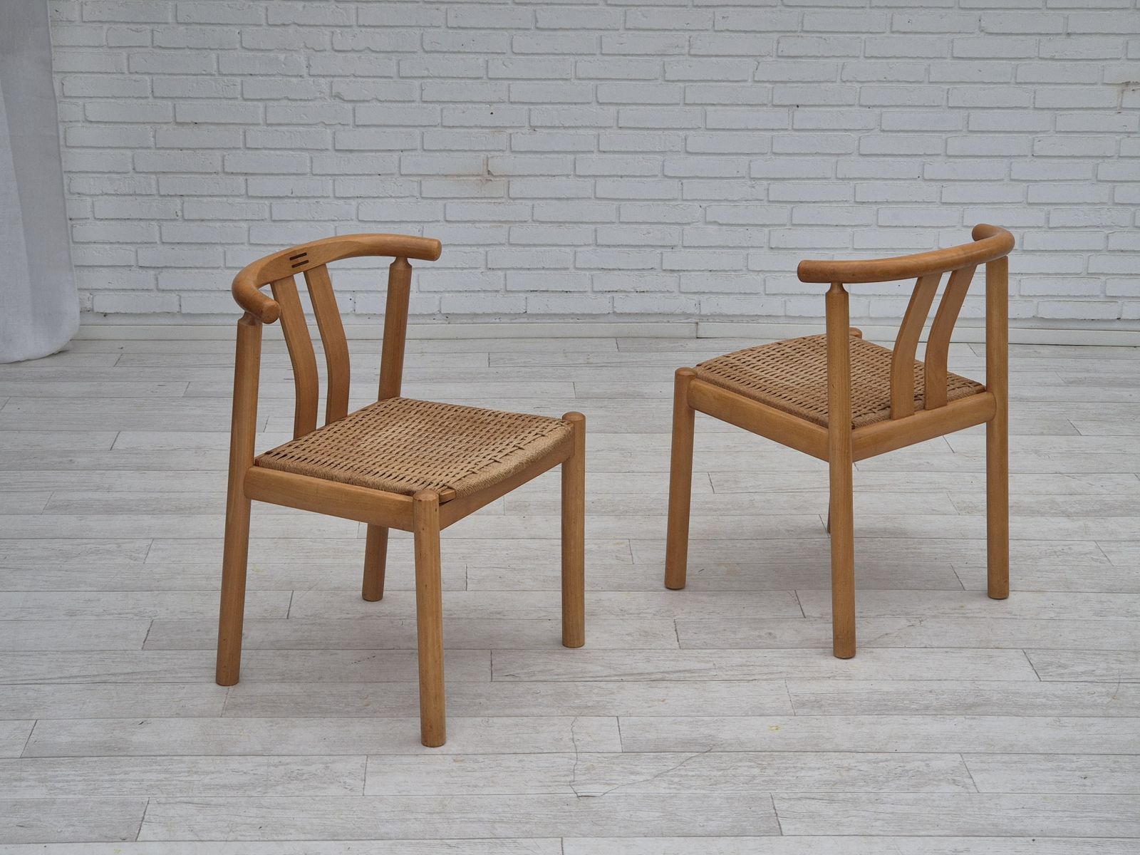 1970s, Danish Design By Hans J. Frydendahl For Boltinge Stolefabrik, Pair Of Chairs Model "Cleopatra", Beech Wood. photo furniture