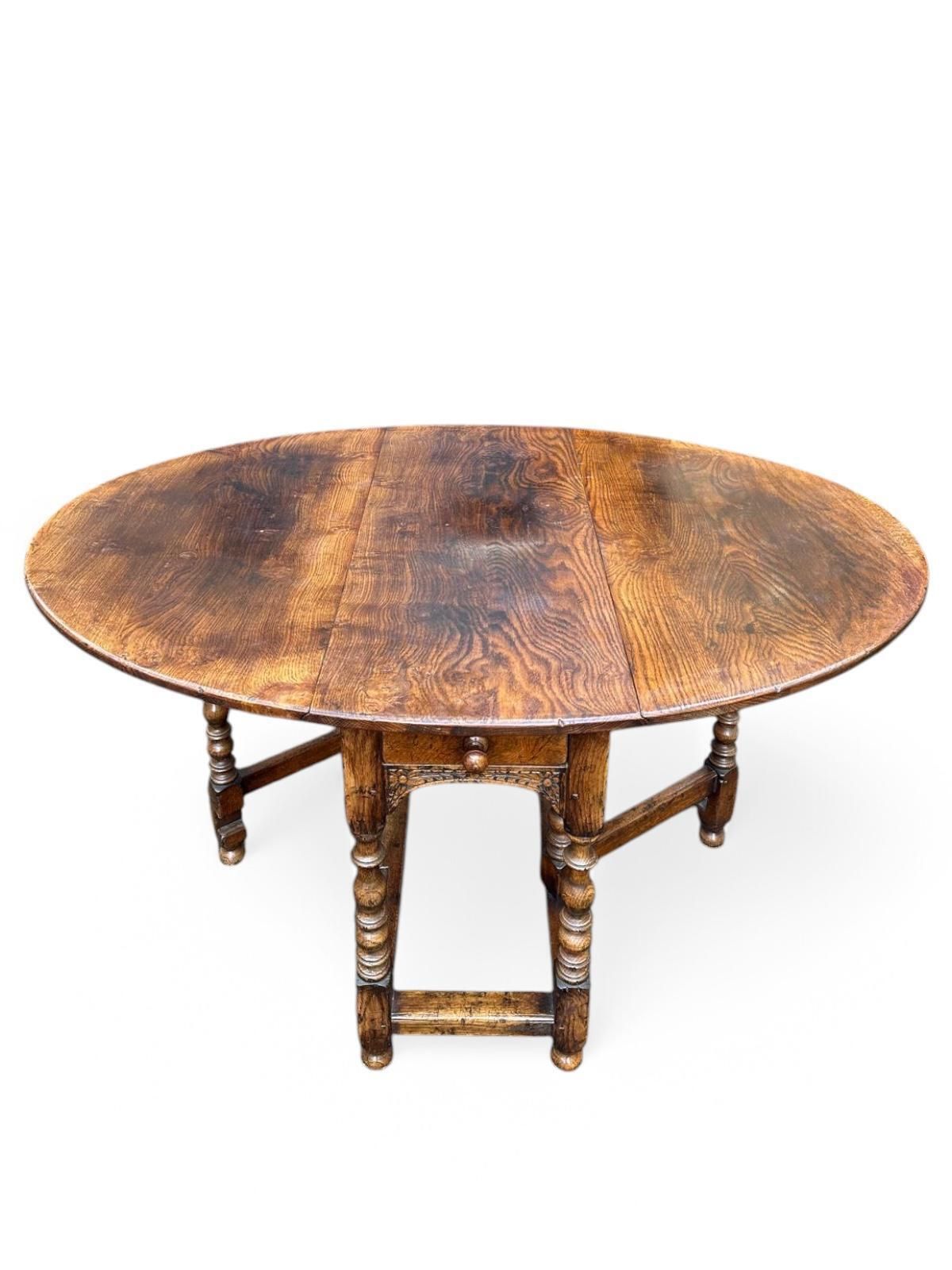 Antique Eighteenth Century Walnut And Oak Gateleg Table / Single Drawer And Gate Leg Drop Leaf C1750 / Seats 4 6 photo furniture