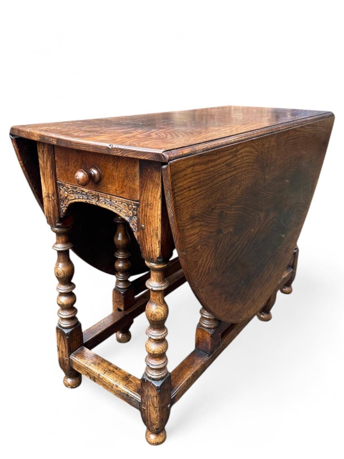 Antique Eighteenth Century Walnut And Oak Gateleg Table / Single Drawer And Gate Leg Drop Leaf C1750 / Seats 4 6 photo buy