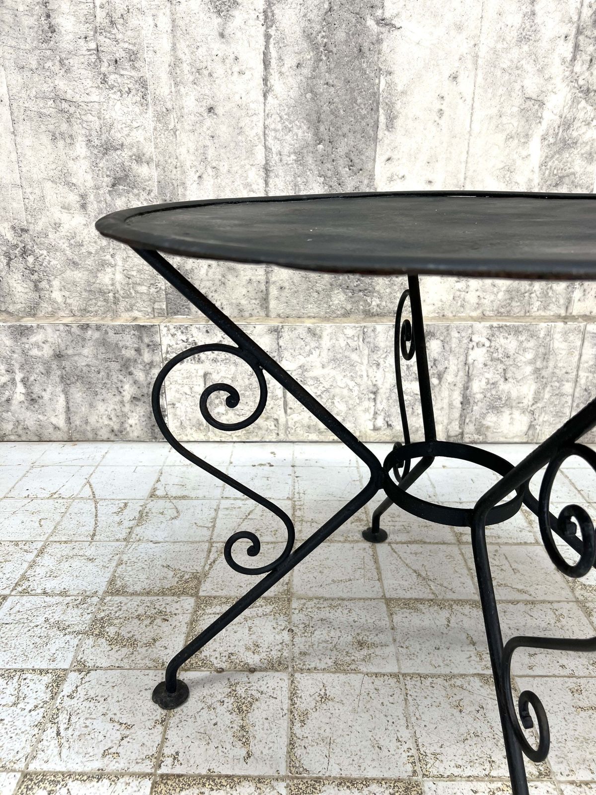 Garden Furniture Set Of 4 Black Metal Garden Chairs And Circular Table photo