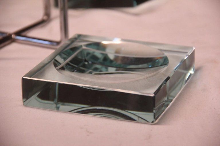 Gallotti & Radice Ashtray Piece Often Crystal Glass Metal Structure 1970 Italian photo Home Decor