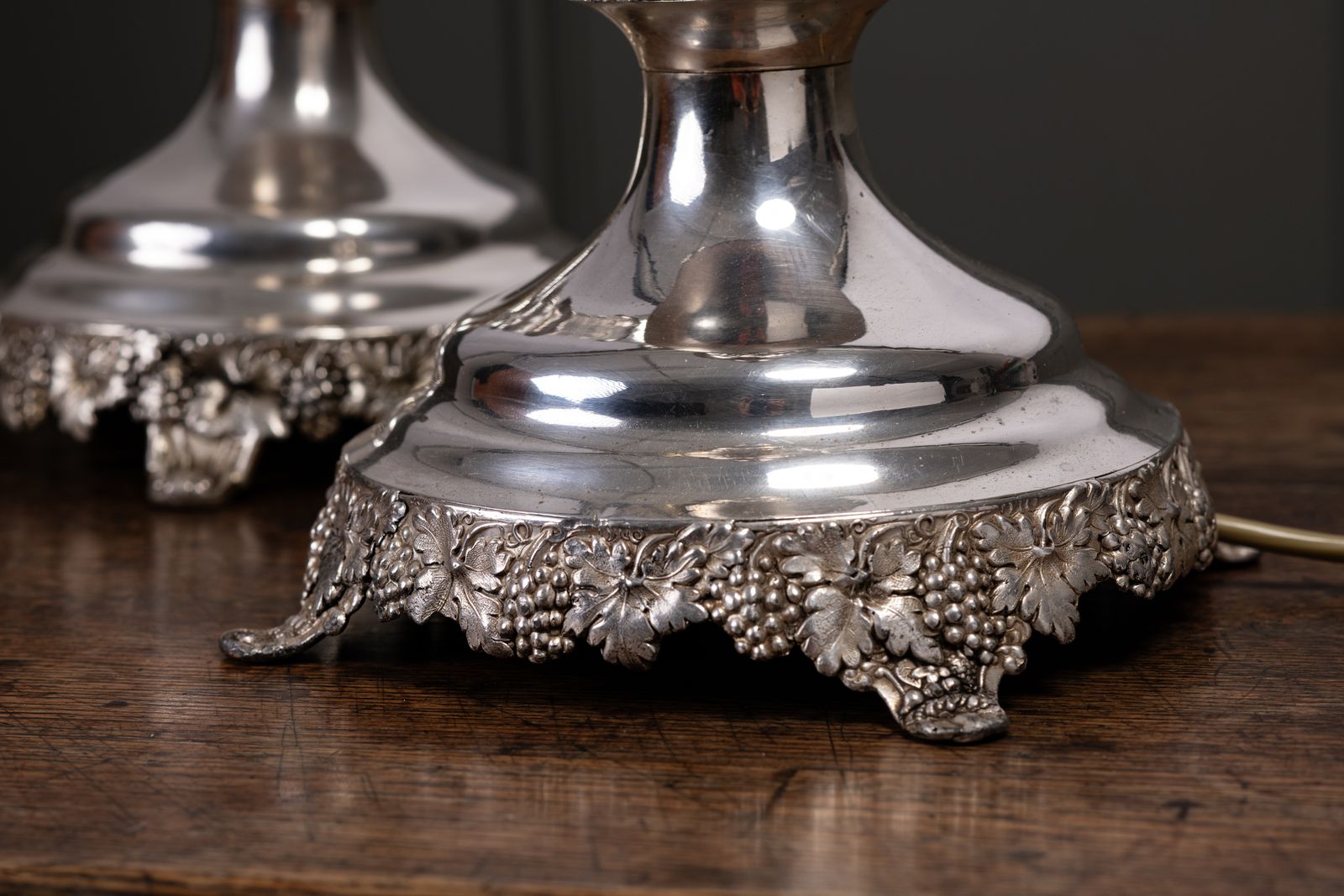 A Near Pair Of Late C19th Continental White Metal Lamps photo 495.0