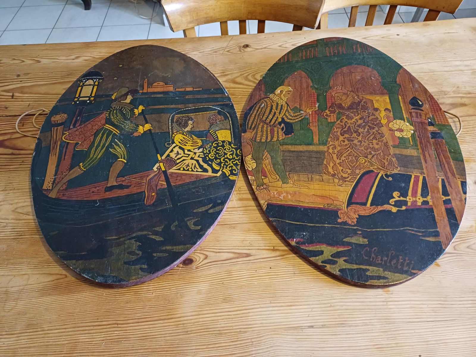 2 Paintings On Wood 19th "Life In Venice" By Charletti