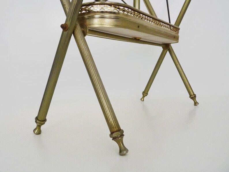 Neoclassical Baroque Folding Magazine Rack In Gold Metal. 50s photo buy