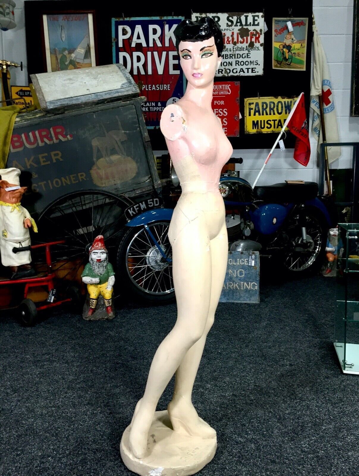 Antique Advertising   Large Art Deco 1930s Plaster Shop Display Female Mannequin