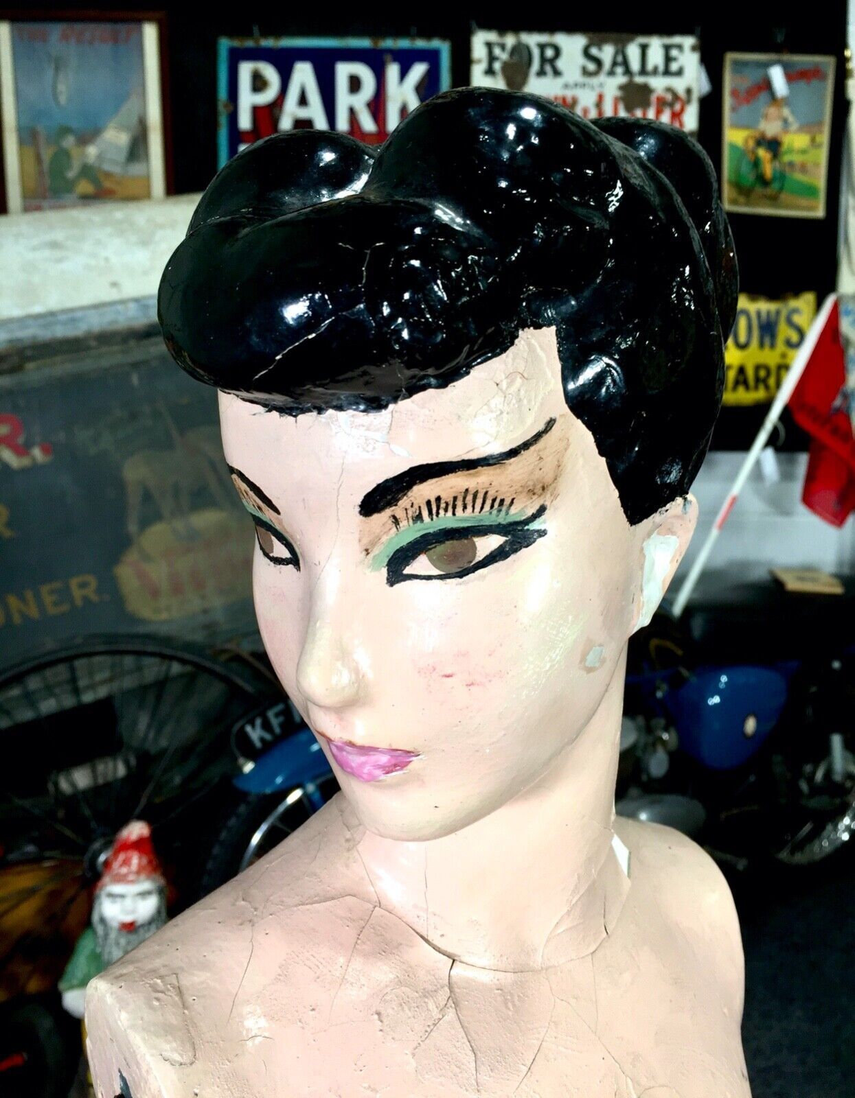 Antique Advertising   Large Art Deco 1930s Plaster Shop Display Female Mannequin photo vinterior