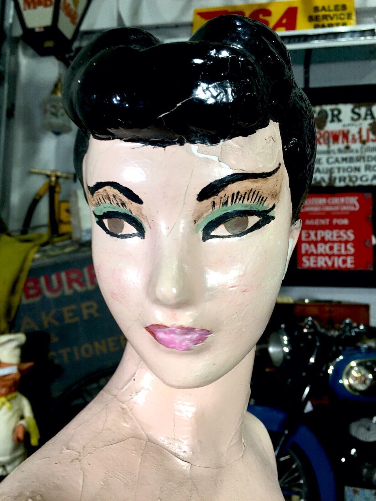 Antique Advertising   Large Art Deco 1930s Plaster Shop Display Female Mannequin photo buy
