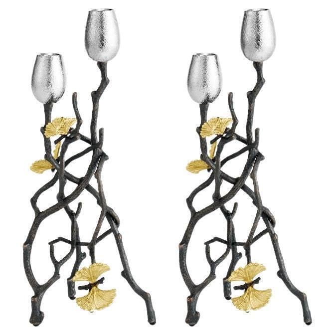 Butterfly Ginkgo Candlesticks   Made From Oxidised Nickel Plated Brass.