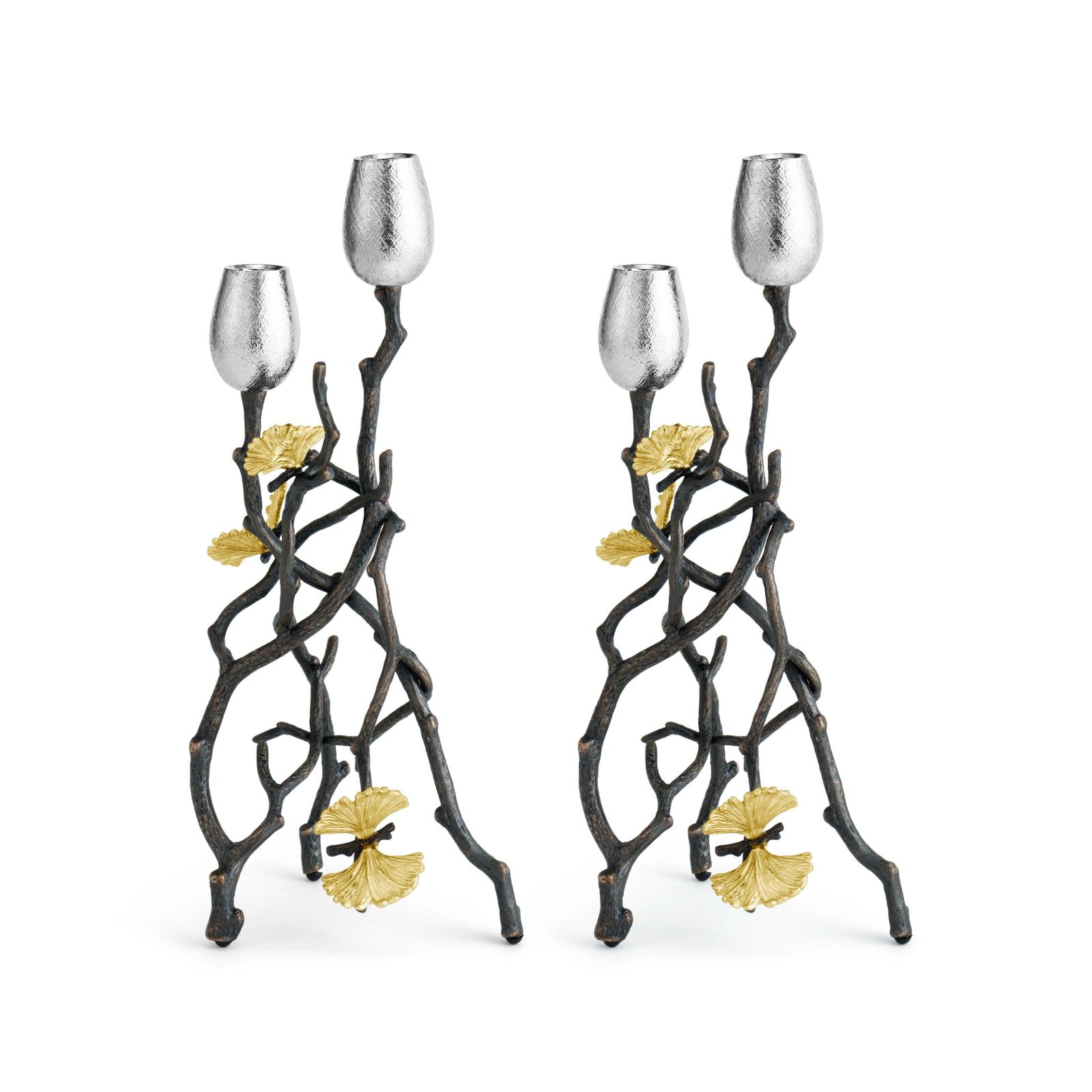 Butterfly Ginkgo Candlesticks   Made From Oxidised Nickel Plated Brass. photo Home Decor