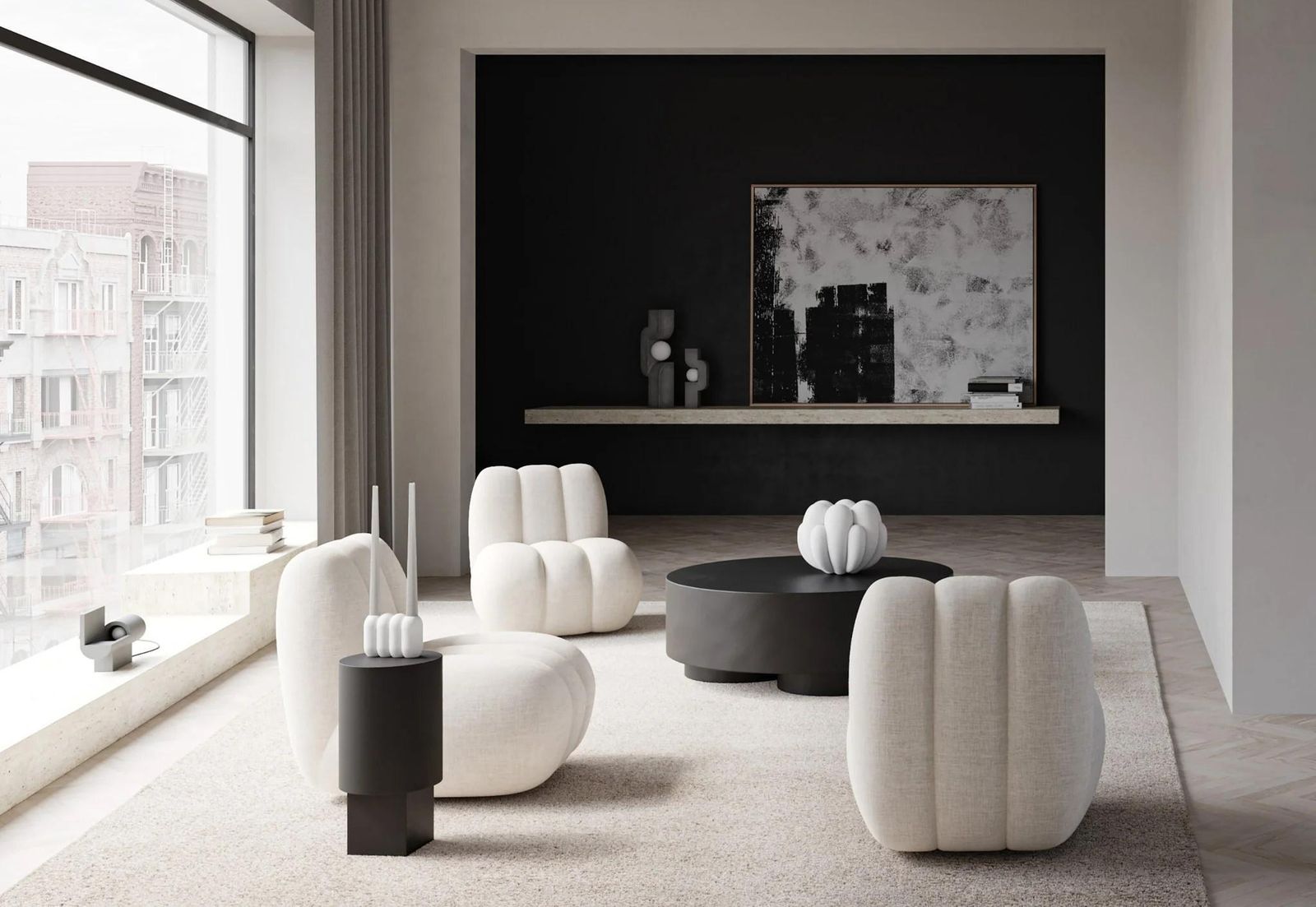 Colonne, Column Table In Fibre And Concrete, Contemporary Work. photo Home Decor