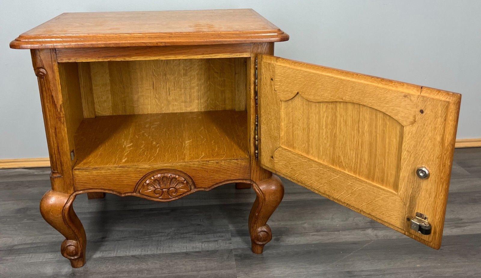 Bedside Tables Pair French Oak Louis XVI Vintage Nightstands Cabinets Lot 3518 photo vintage