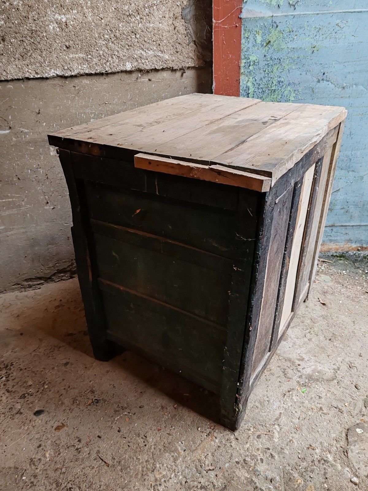 Furniture 1930s Hungarian Workshop Chest Drawers Solid Hardwood, Chippy Wood, Vintage photo
