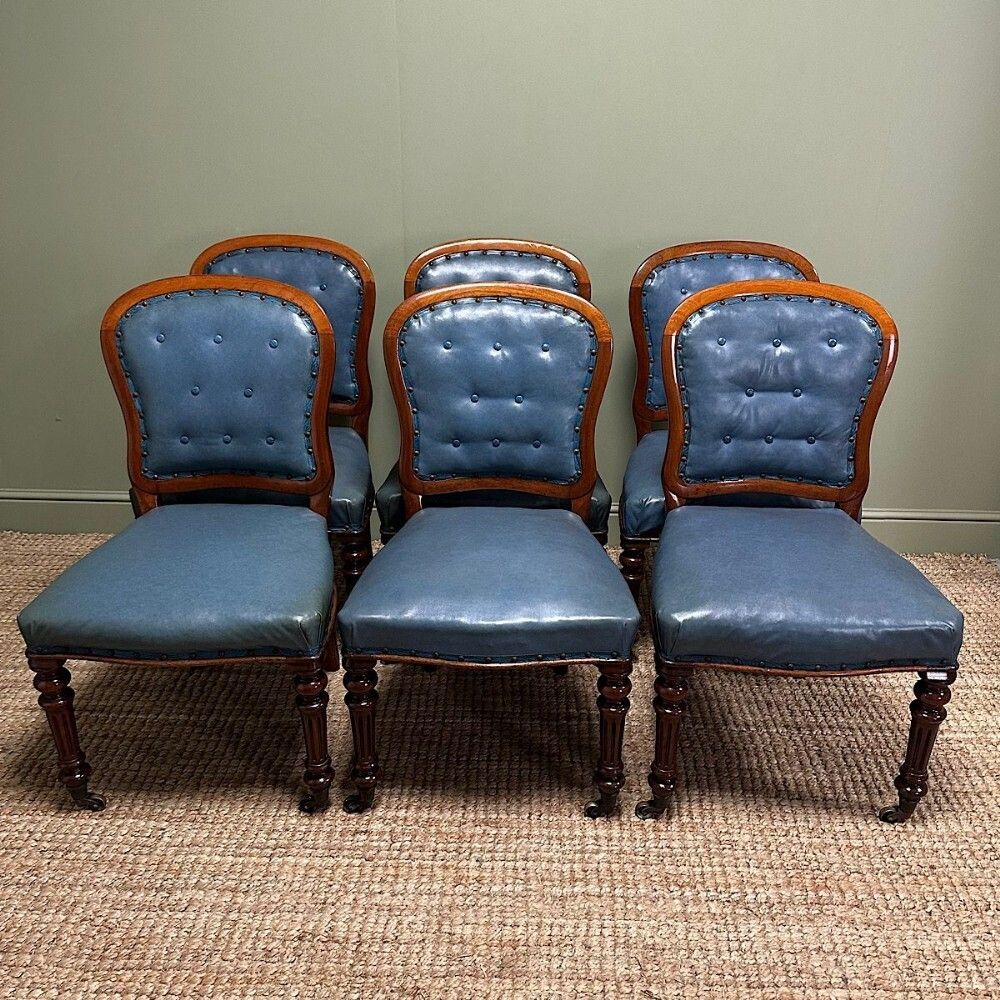 Quality Set Of Six Antique Victorian Mahogany Dining Chairs photo furniture