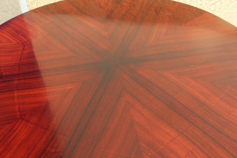 Round Mid Century Modern Italian Dining Room Table Rosewood Brass Lion's Foot photo vintage