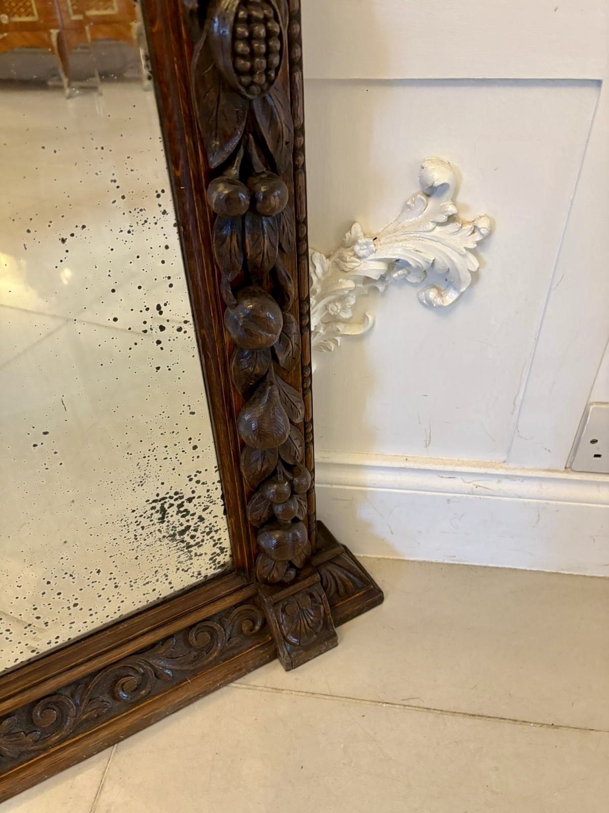 Exceptional Quality Antique 19th Century Carved Oak Wall Mirror photo furniture