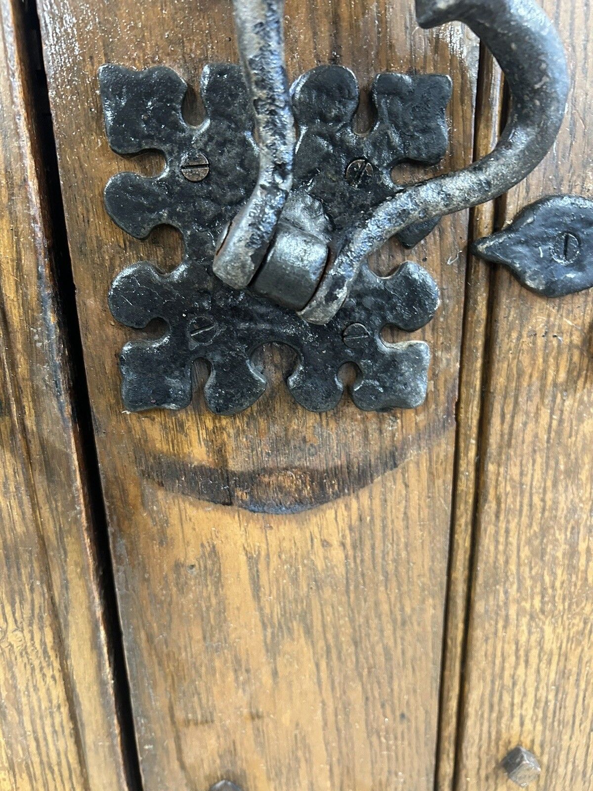 Solid Oak Doors Double Antique Period Reclaimed Old Iron Handles Wood Planks photo buy