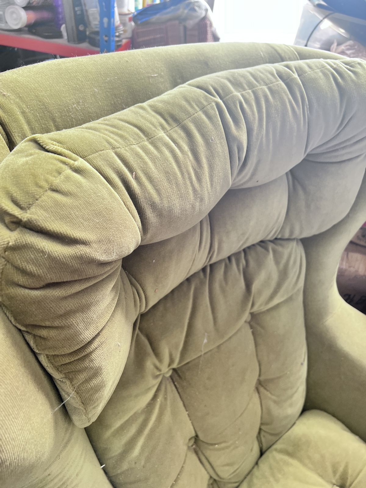 Green Velour Egg Chairc photo Furniture