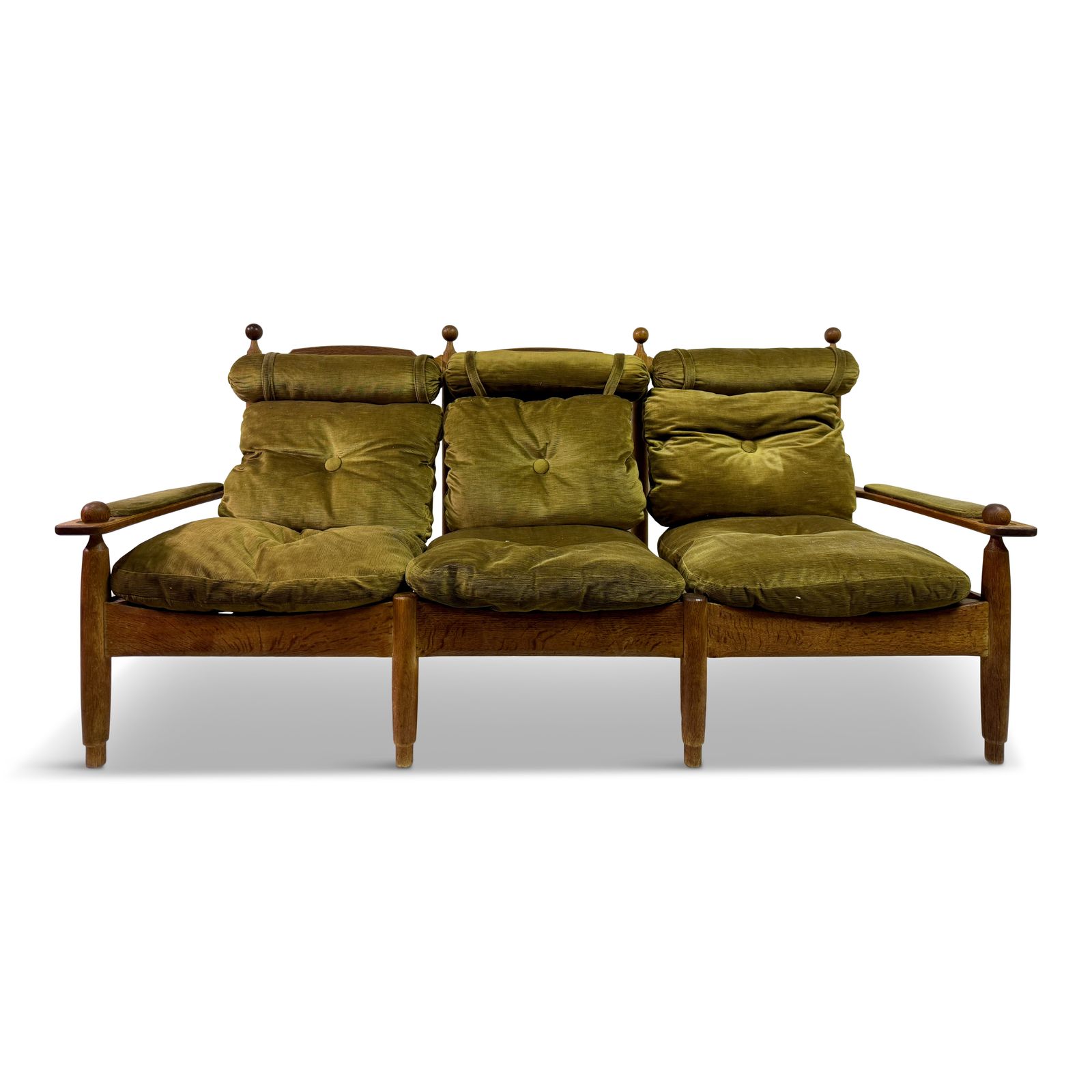 1960s Dutch Oak Three Seater Sofa