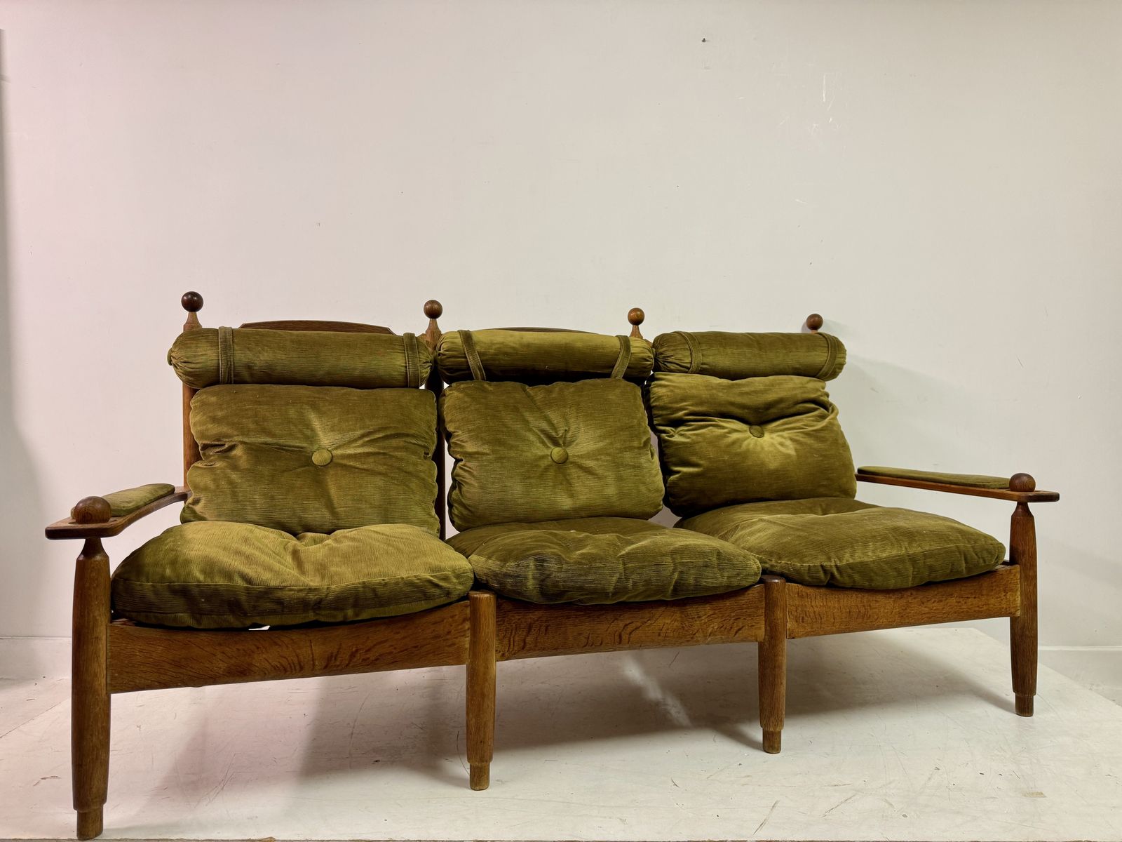 1960s Dutch Oak Three Seater Sofa photo Furniture