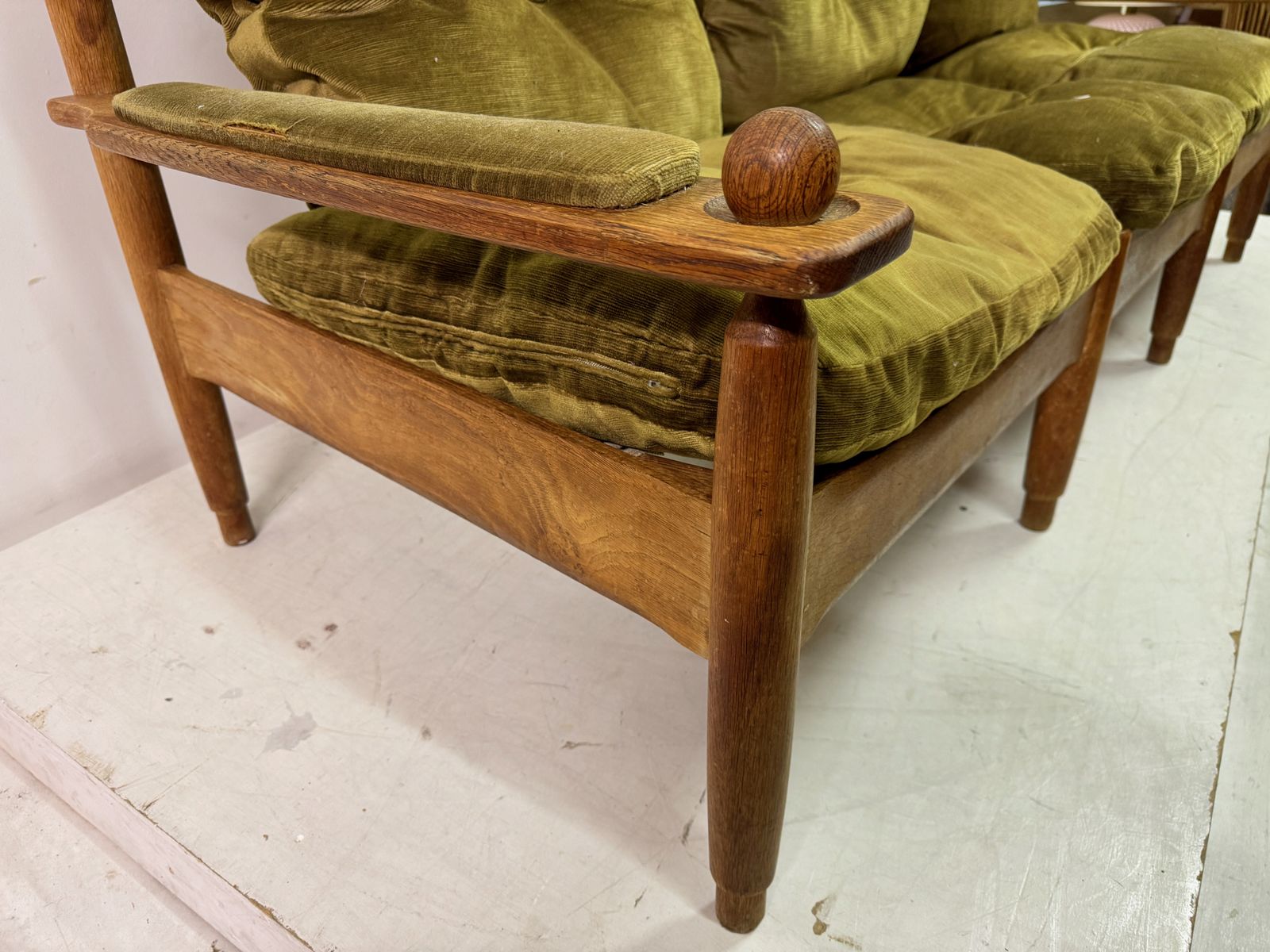 1960s Dutch Oak Three Seater Sofa photo buy