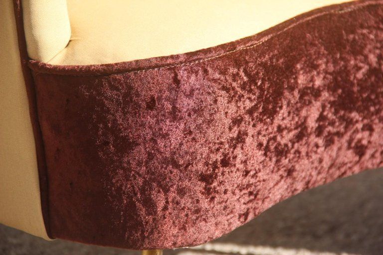 photo for sale Isa Bergamo Pair Of Armchairs Italian Design Mid Century Modern Brown Brass Feet