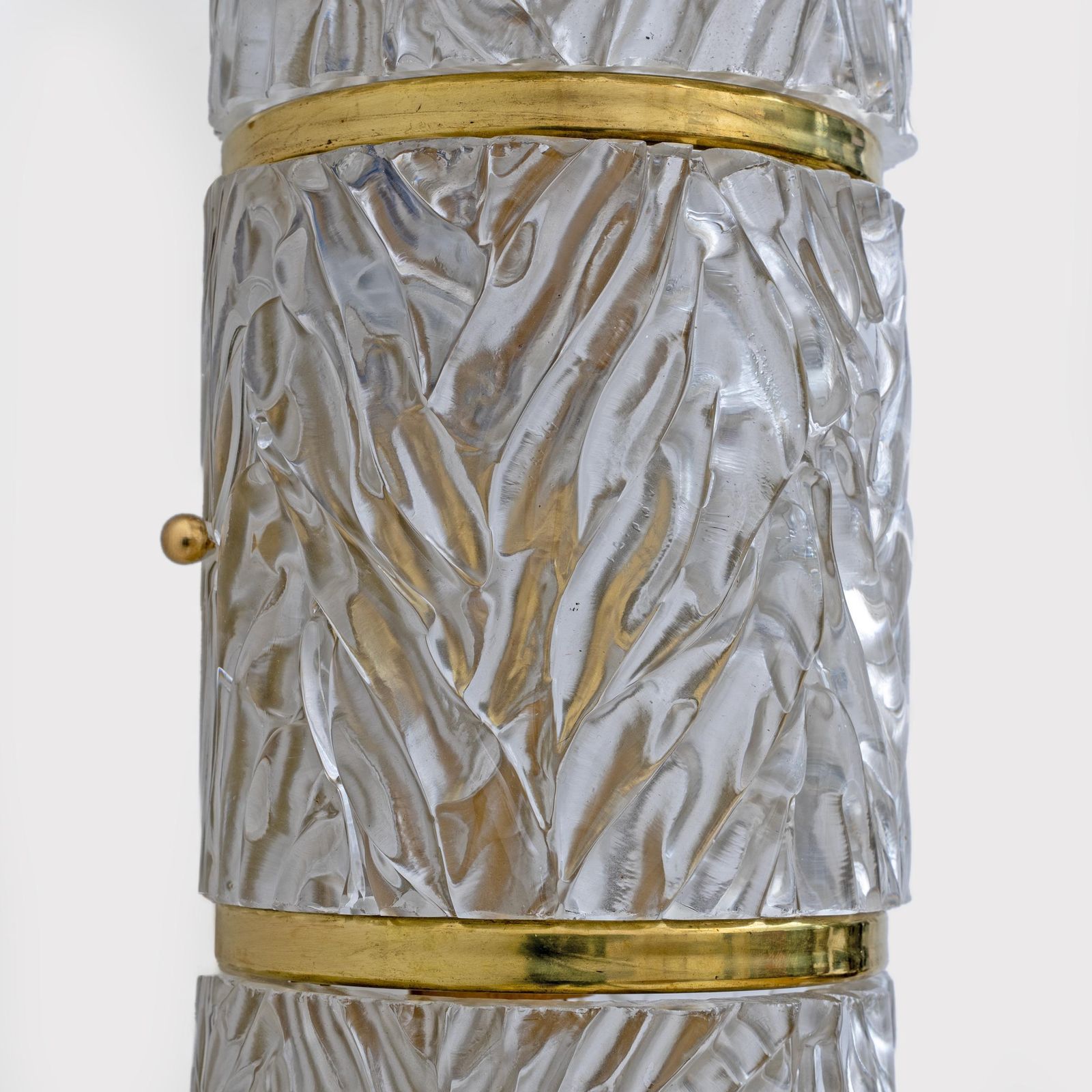 Pair Of Modern Italian Brass And Murano Glass Textured Wall Sconces photo buy