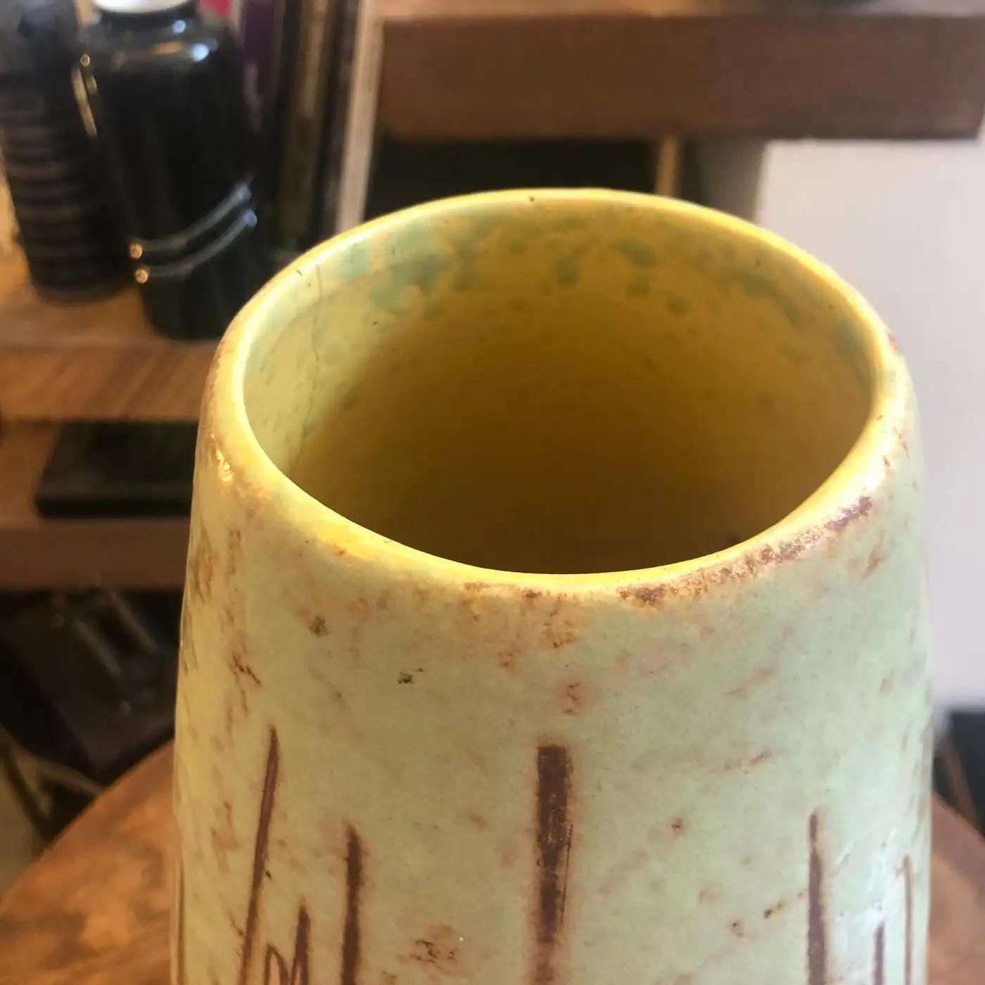 1960s Modernist Green Ceramic German Vase By Scheurich photo for sale