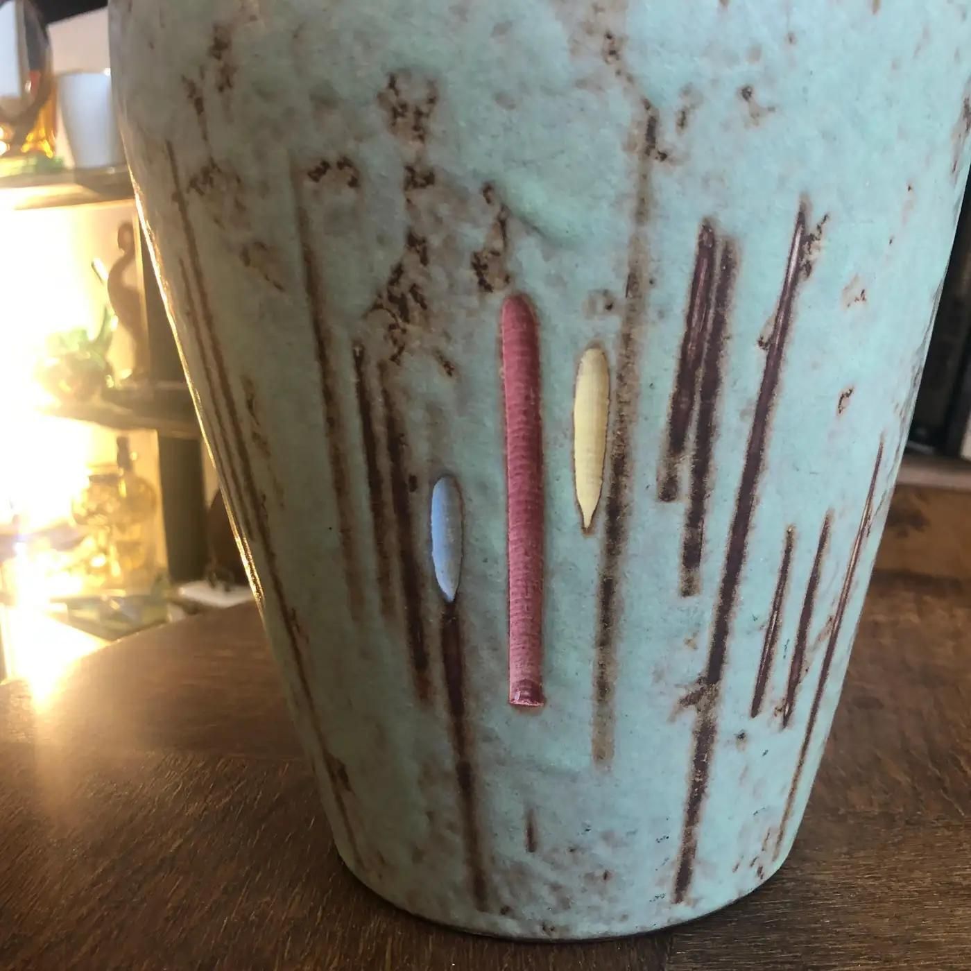 1960s Modernist Green Ceramic German Vase By Scheurich photo 480.0