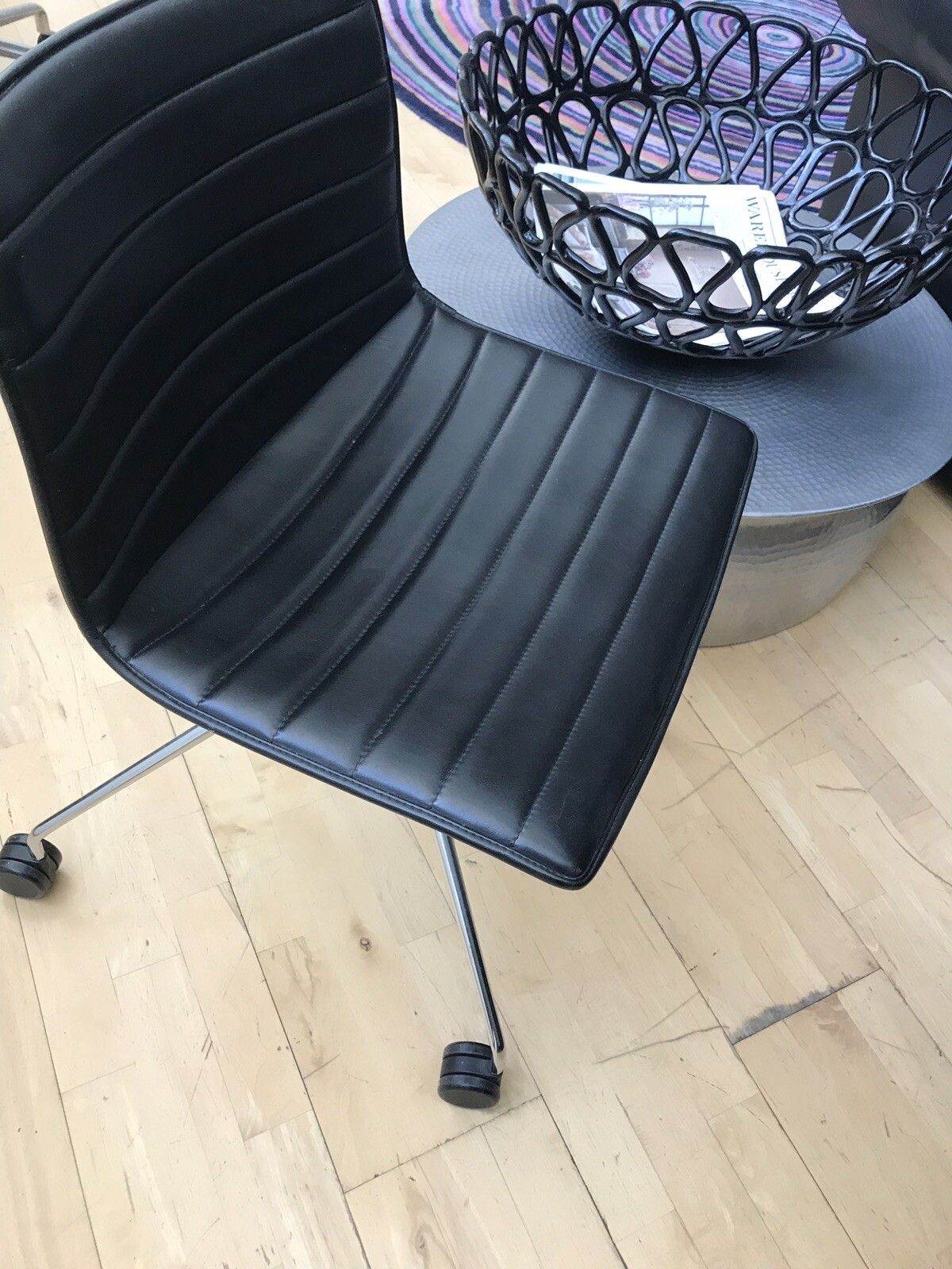 Blk Leather Arper Catifa 53 Chair Retro Vintage Office Dining Classic Design photo 455.0