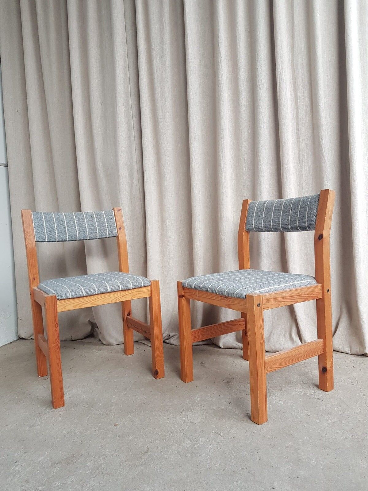 Vtg Late Mid Century Danish Pair Set Of 2 Solid Pine Scandi Dining Chairs R711 photo furniture