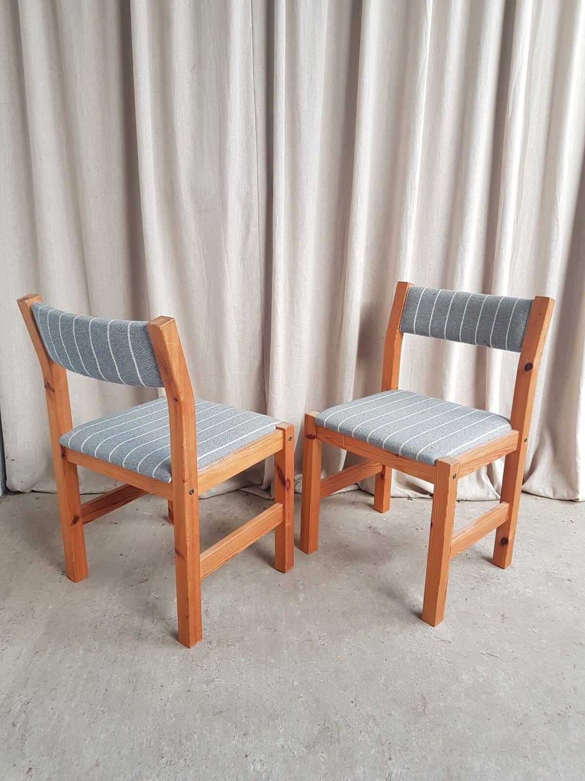 Vtg Late Mid Century Danish Pair Set Of 2 Solid Pine Scandi Dining Chairs R711 photo Furniture