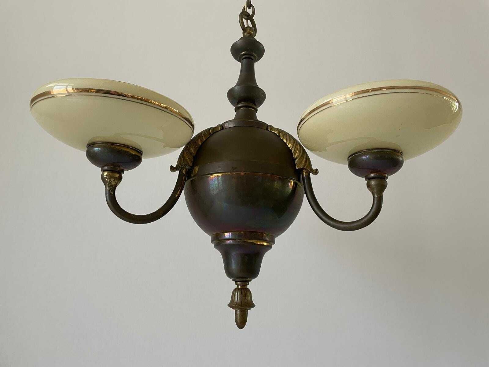 3 Armed Glass Art Deco Chandelier, 40s/50s, Germany photo buy