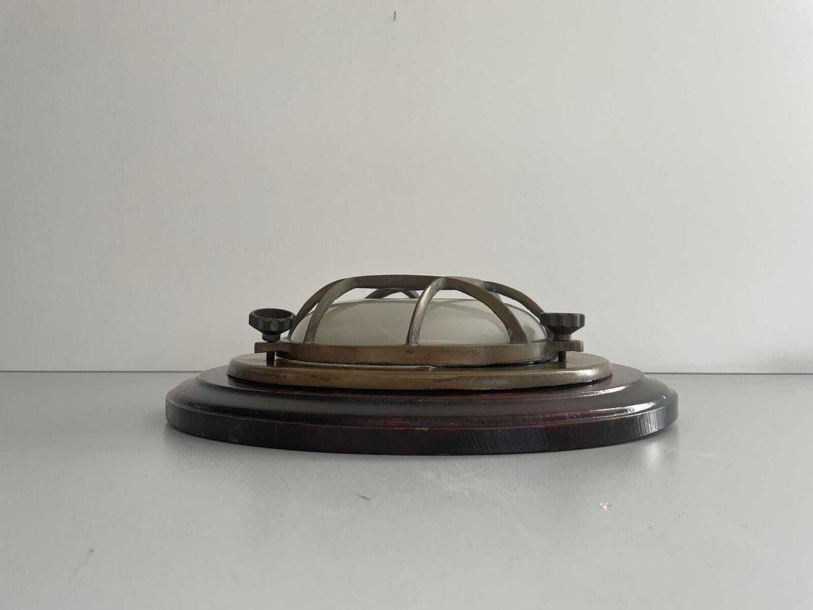 Brass And Glass Ship Wall Or Ceiling Light With Wood Base, 1960s, Italy photo buy