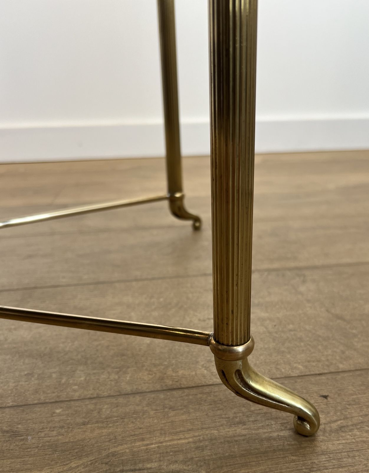 Furniture Coffee Table In Brass And Black Lacquered Glass In The Style Of Maison Jansen photo