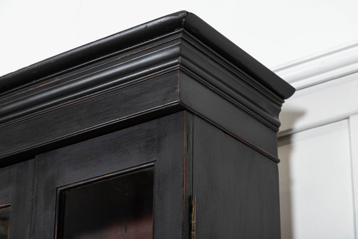 photo for sale Large English 19thc Ebonised Mahogany Glazed Bookcase Secretaire