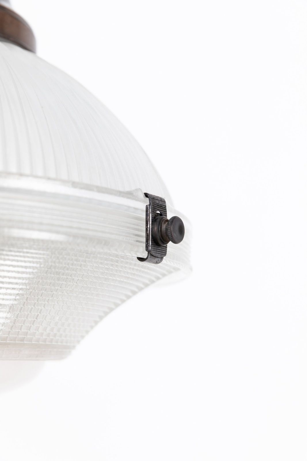 Antique Three Part Holophane 'Reflector Refractor' Pendant Light photo for sale