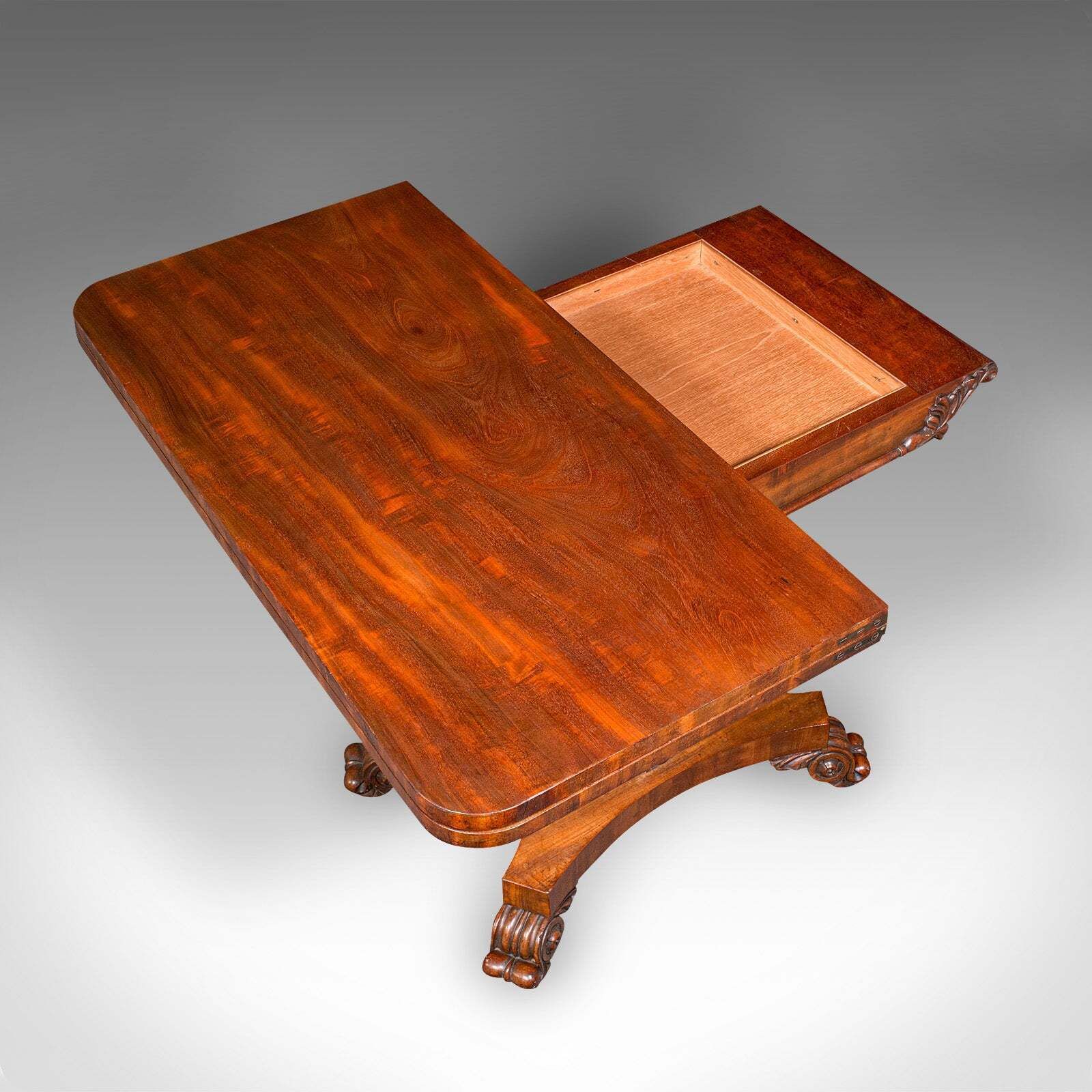 Antique Fold Over Parlour Card Table, English, Games, Side, William IV, C.1835 photo vintage