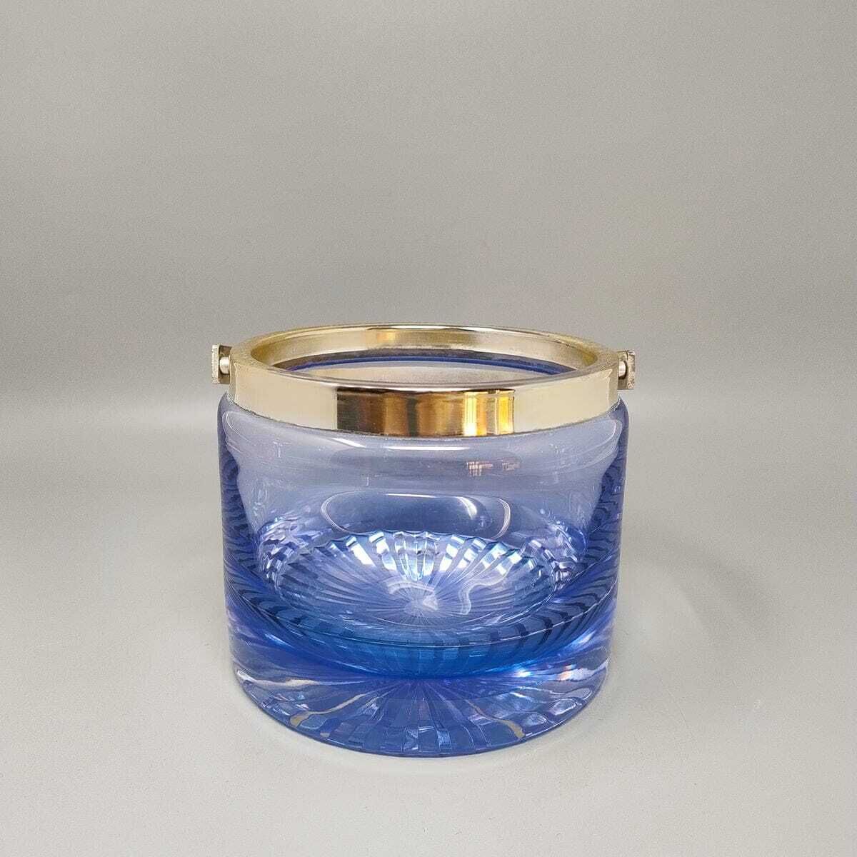 1970s Gorgeous Blue Ice Bucket In Crystal By L.A.C.S. Made In Italy. photo 290.0