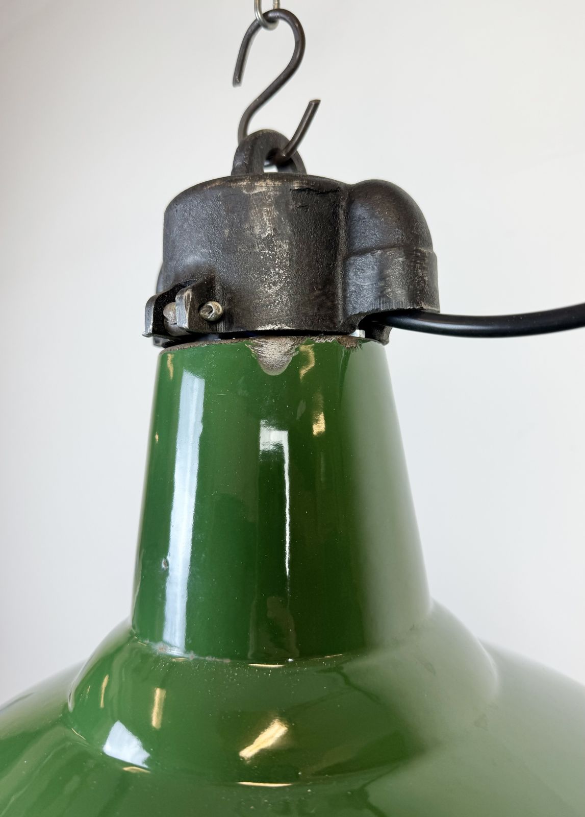 Industrial Green Enamel Factory Pendant Lamp, 1960s photo Lighting