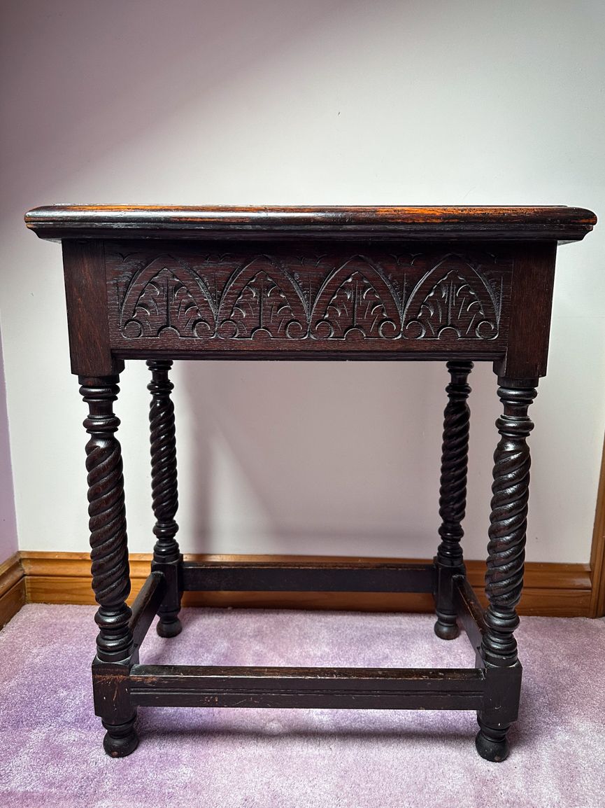 photo furniture Charles II Oak Lowboy Writing Desk With Original Handles And Drawer