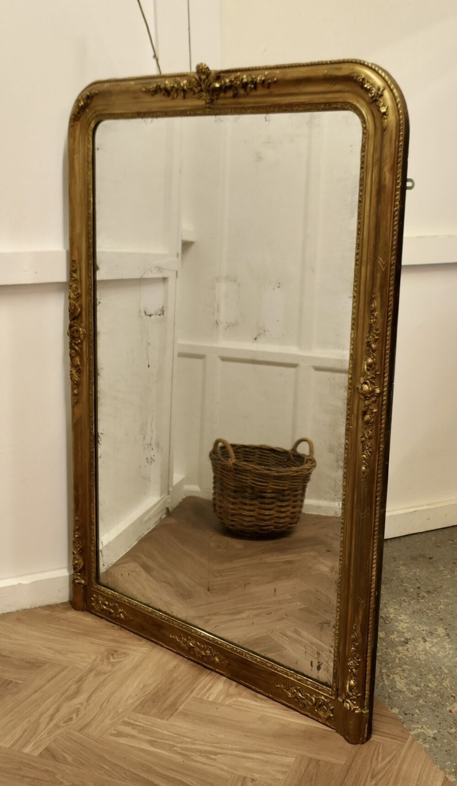 French 19th Century Louis Philippe Shabby Gilt Mirror photo buy