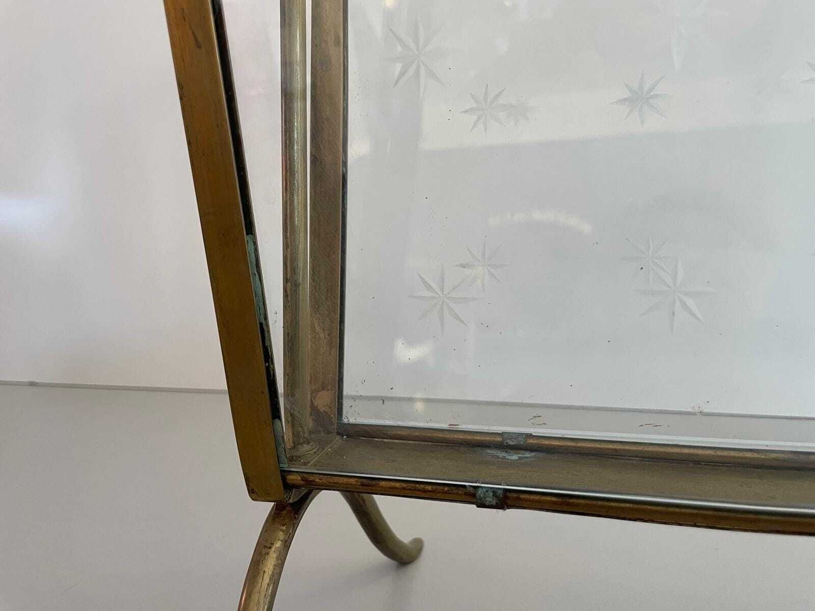 Mid Century Modern Glass And Brass Elegant Magazine Holder, 1960s, Italy photo vintage