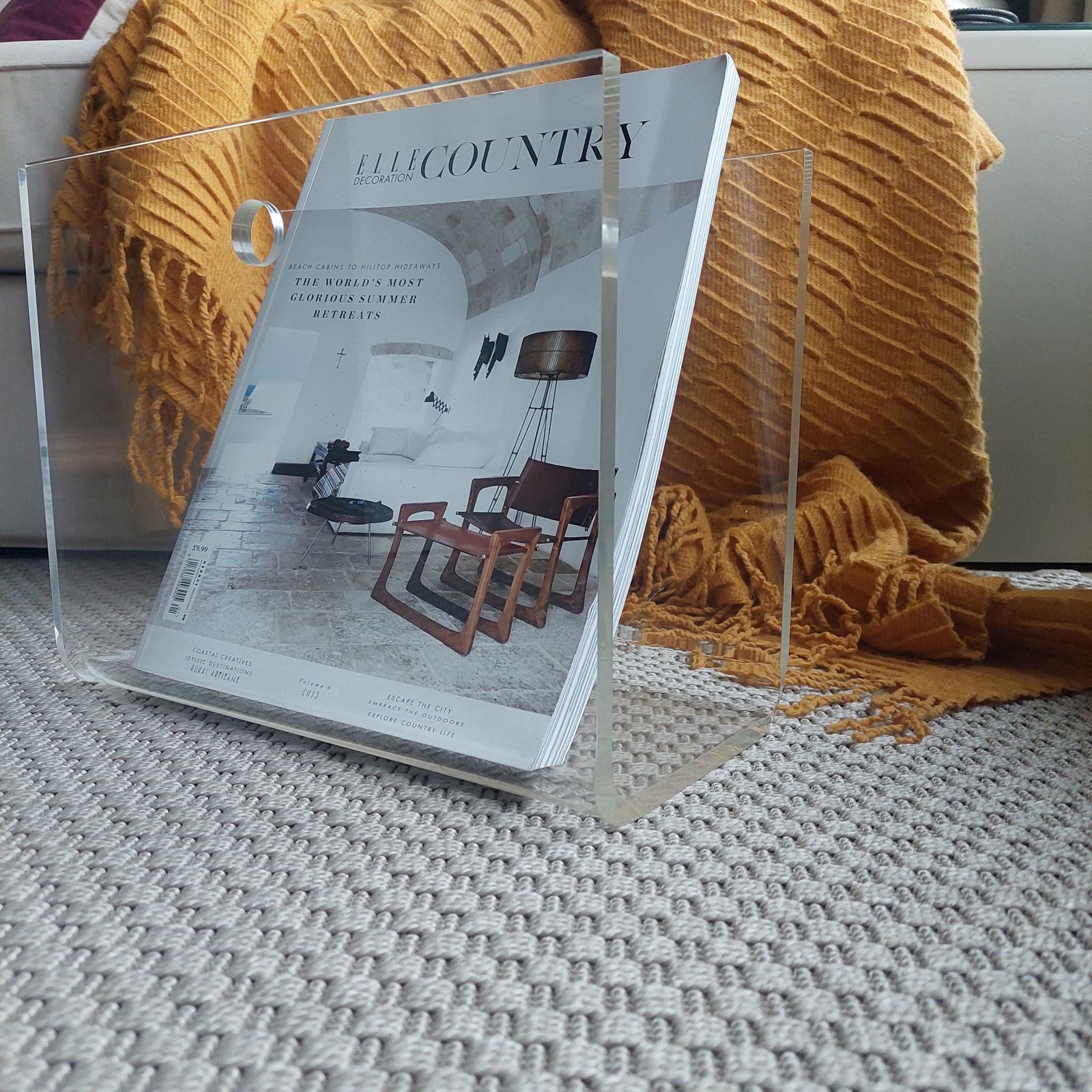 photo furniture Mid Century  Lucite Acrylic Glass Magazine Rack Plexiglass Holder, 70s