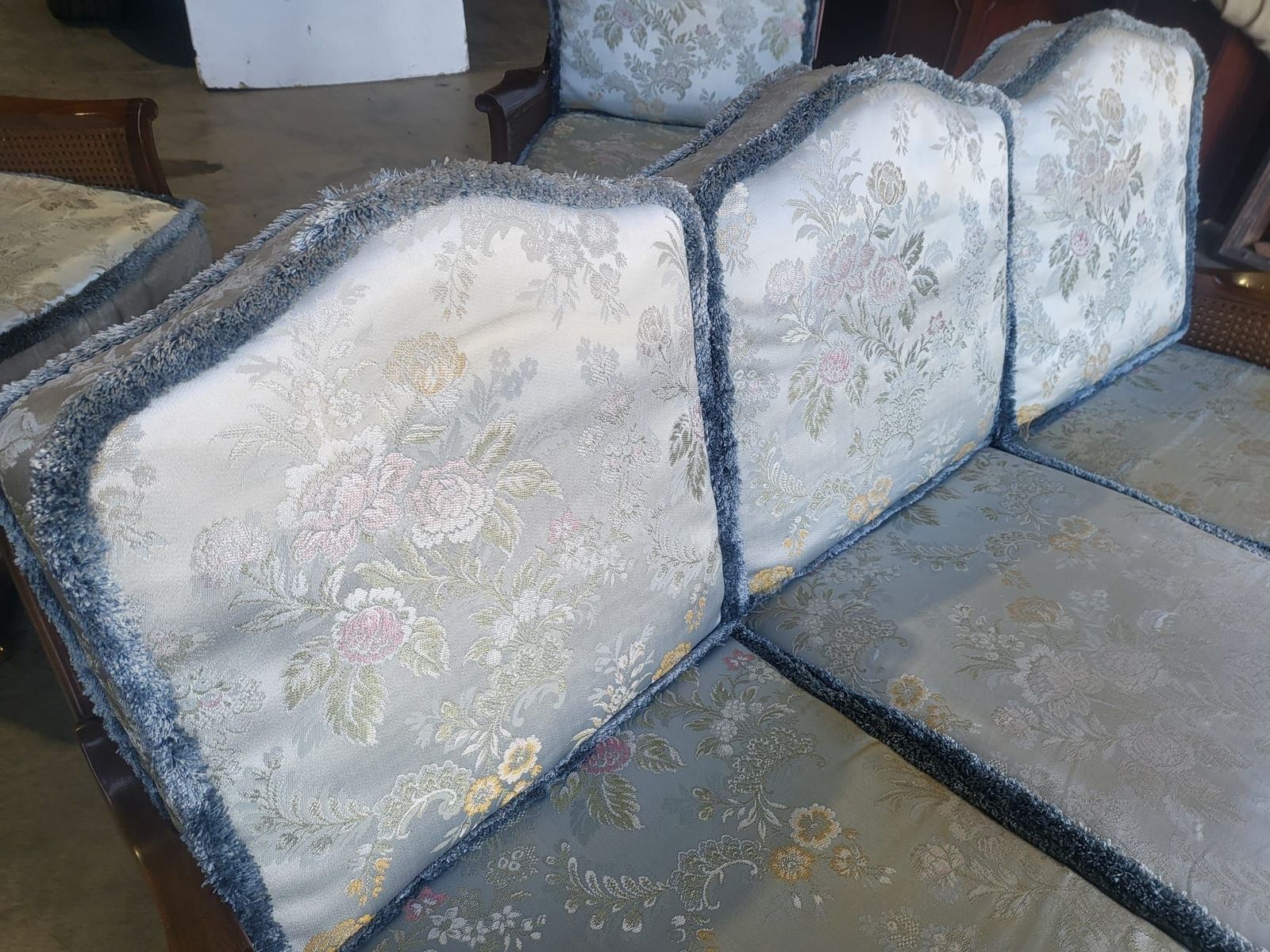 Vintage 20thc Bergere Suite 3 Seat Sofa Settee Cabriole Legs photo furniture