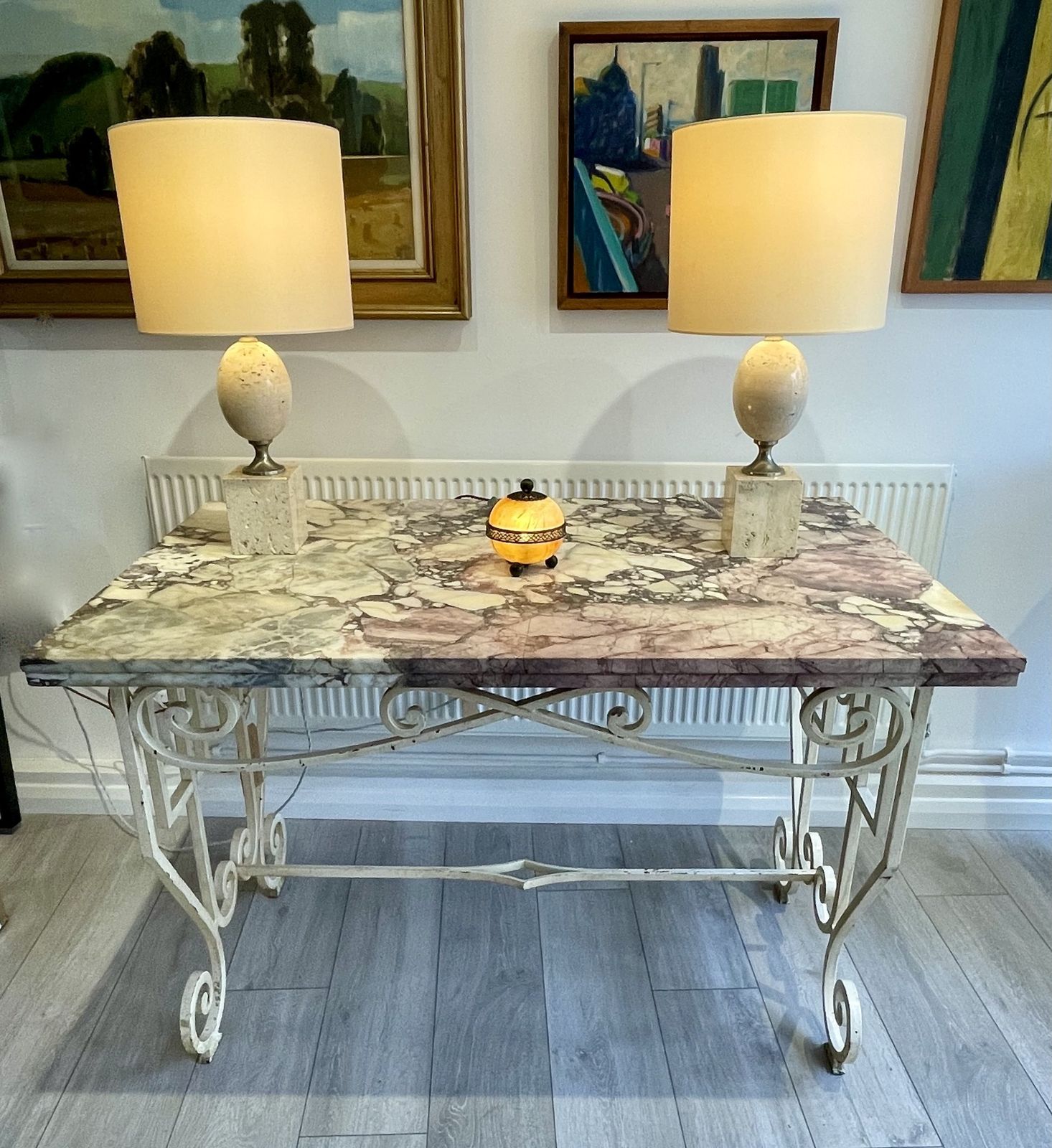 A1920s French, Painted Wrought Iron Centre Or Console Table With A Slab Marble Top £2800 photo furniture