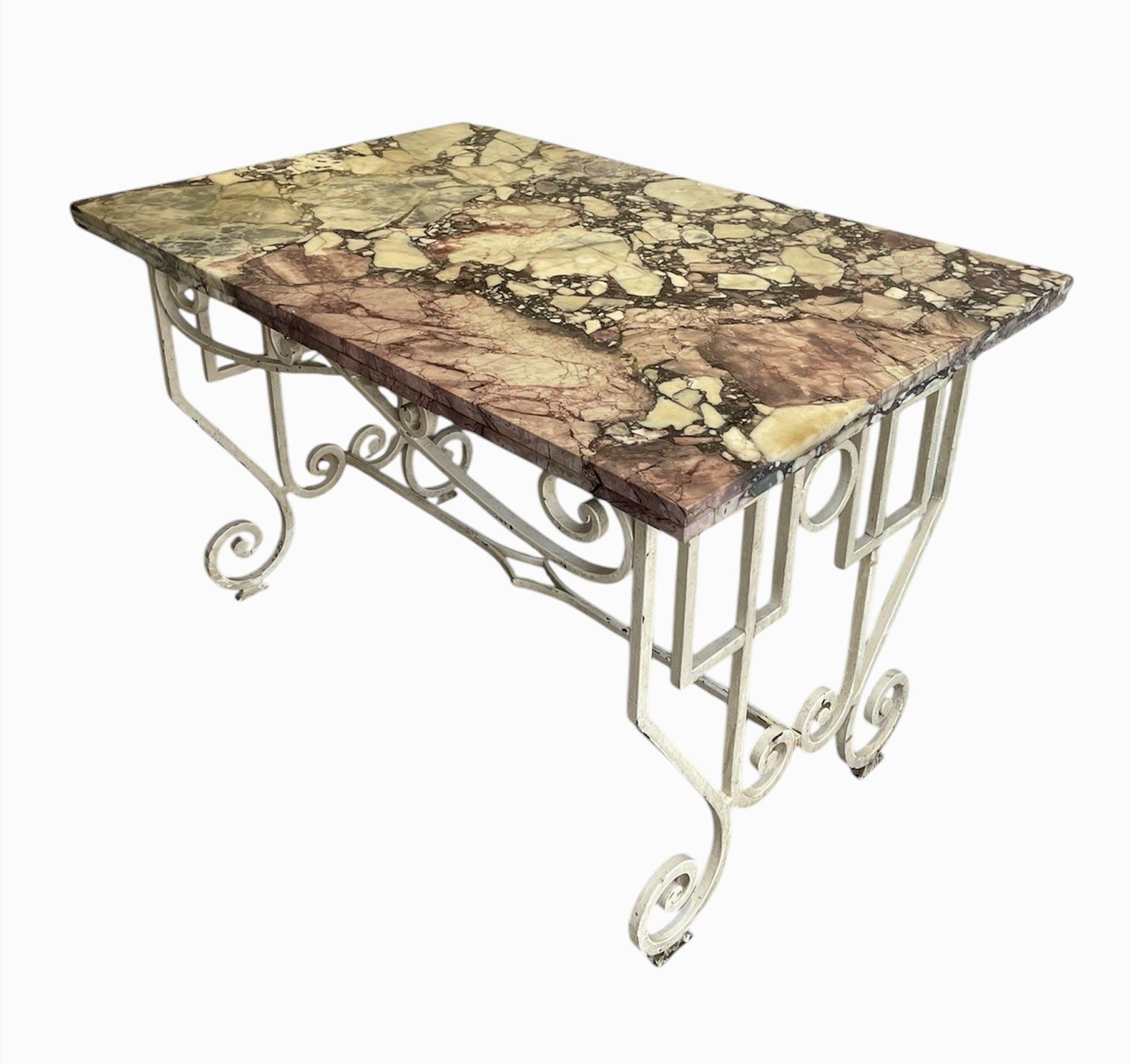 A1920s French, Painted Wrought Iron Centre Or Console Table With A Slab Marble Top £2800 photo 3800.0