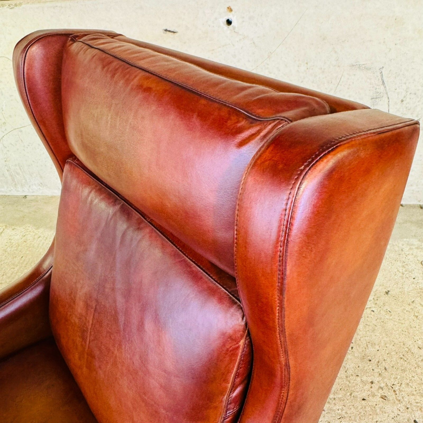 Vintage 70s Danish Highback Tan Leather Chair – Sleek Design #A photo Furniture