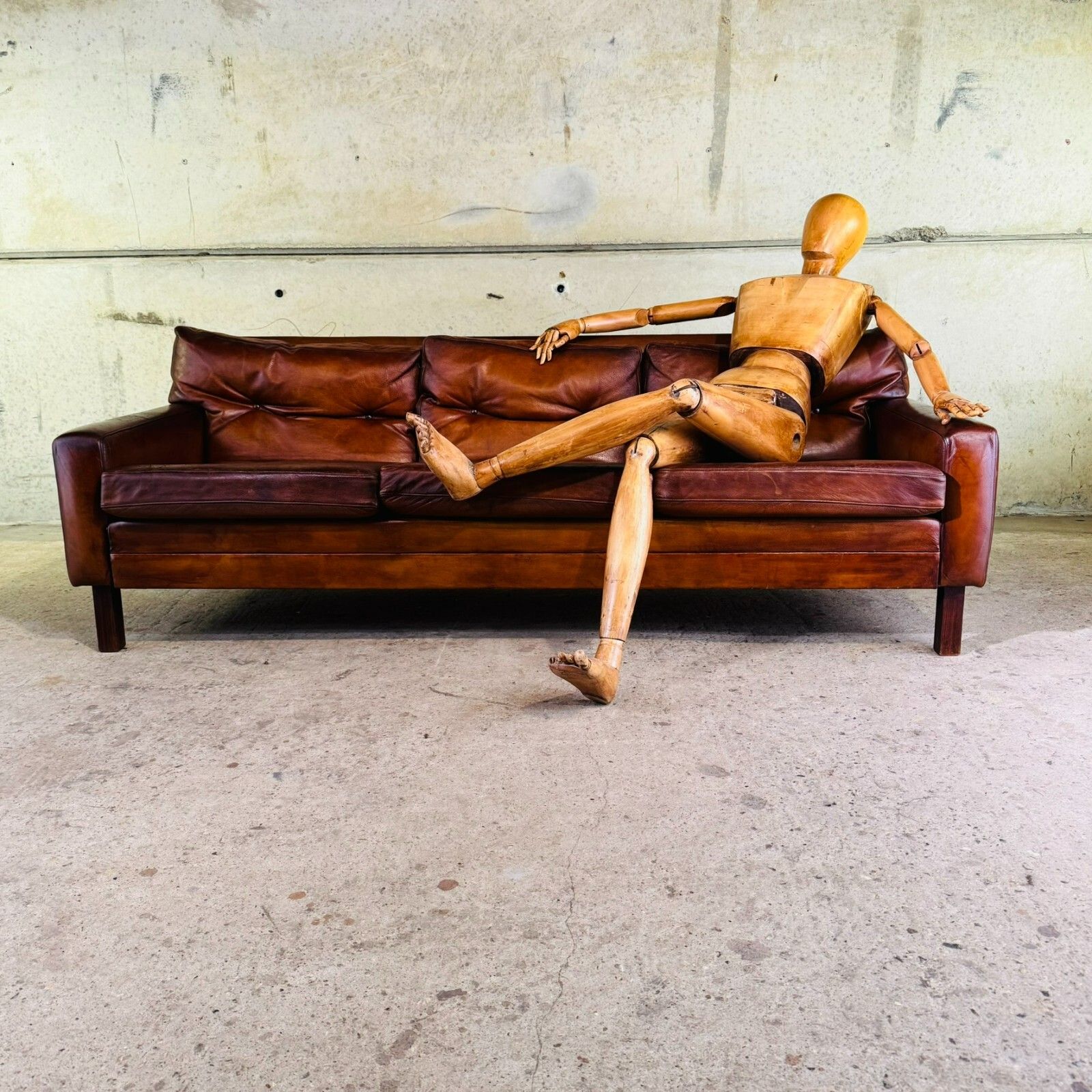 Stunning 1970s Danish George Thams Three Seater Tan Leather Sofa #A photo for sale